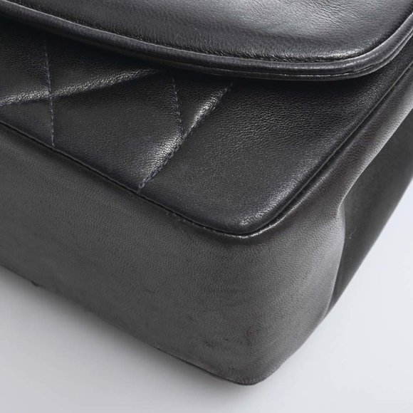 CHANEL Lambskin Diana Flap Matelasse Coco Mark Chain Shoulder Bag Black Women's - Picture 4 of 10